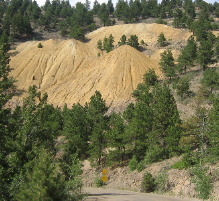Tailings from old gold mine on Oh-My-God Road
