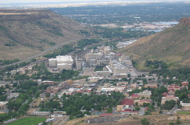 View of Golden, Colorado & the Coors Brewery from Lookout Mountain
