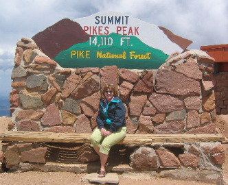 Joyce Hendrix at Summit of Pikes Peak