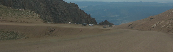 Heading down Pikes Peak on that dirt road