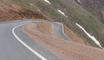 Hairpin turn on Pikes Peak highway