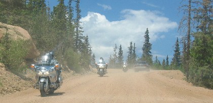 Motorcycles on the dirt road to Pikes Peak