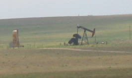 Solitairy oil wells are spotted from time to time