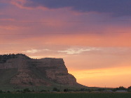 Scotts Bluff as it plunges into the North Platte River