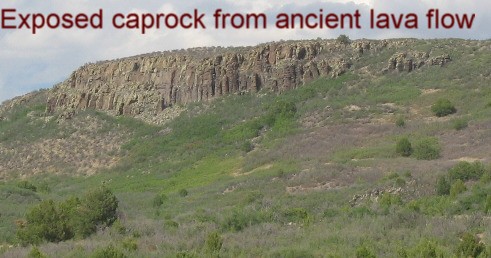 Ancient lava flow now acting as a caprock