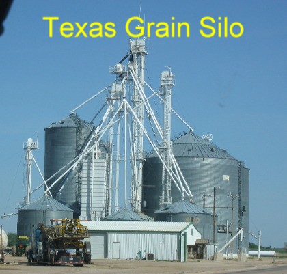 Texas grain elevators in the Panhandle west of Dumas