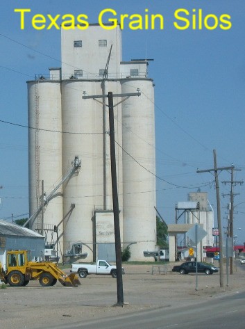 Texas grain elevators in the Panhandle west of Dumas