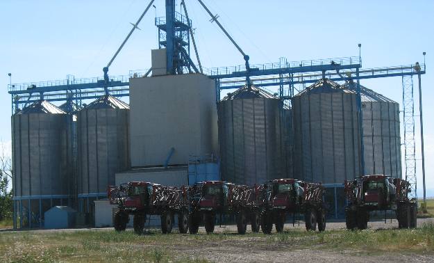 Grain equipment near Hill Spring, Alberta