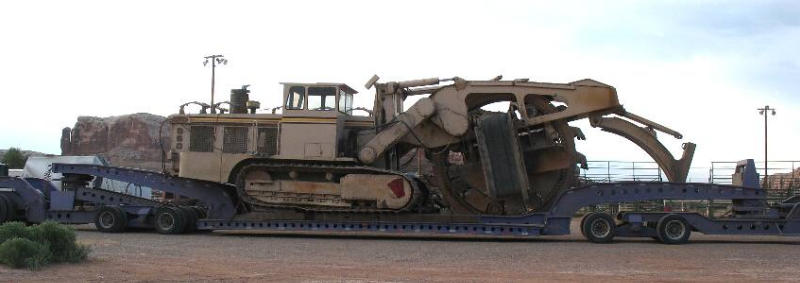 Oversize Load waiting in Bluff, Utah Transporting huge machinery