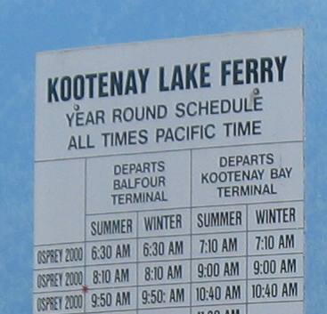 Free Kootenay Lake Ferry