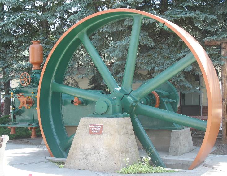 Saw mill steam engine on display in Newport, Washington