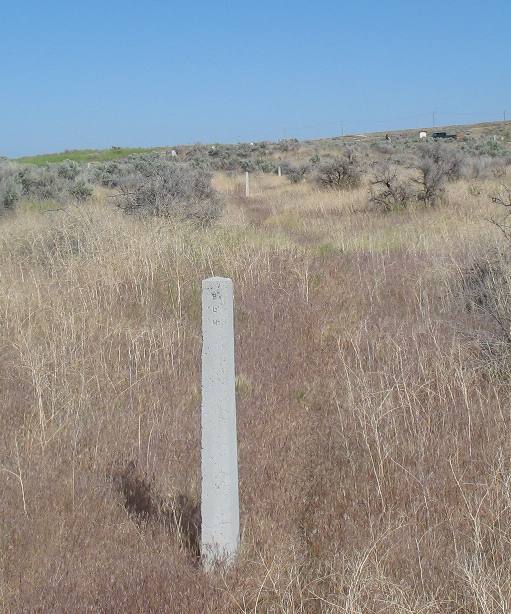 Markers trace the Oregon Trail across this BLM property west of Burley, Idaho