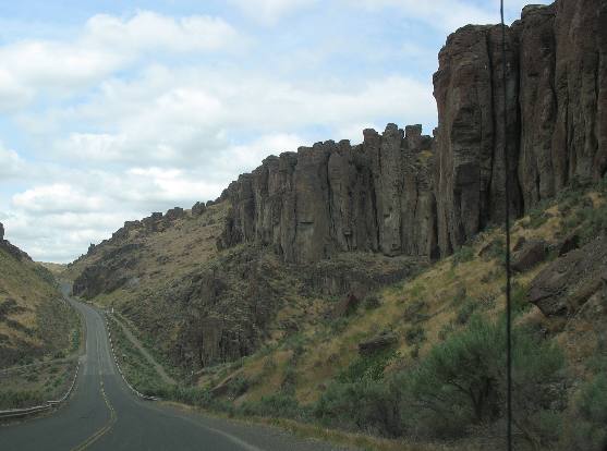 Canyon wall of solid basalt south of Buhl, Idaho