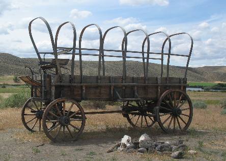 Old wagon representative of the old Oregon Trail days