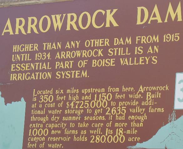 Arrowrock Dam on the Boise River along the Ponderosa Pine Scenic Byway of Idaho