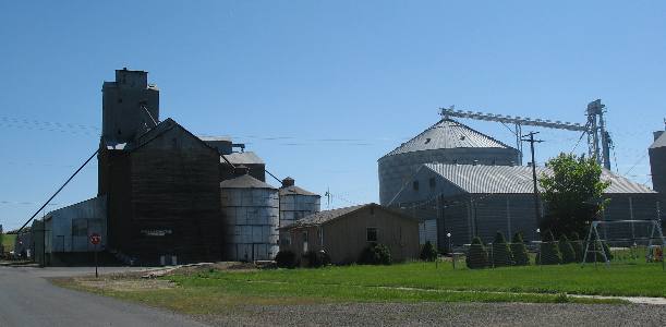 Grain elevators in Nezperce on the Camas Prairie in western Idaho