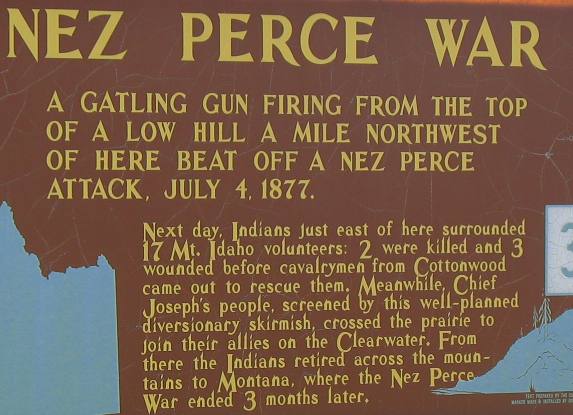 Kiosk commemorating an event in the Nez Perce War that occurred in the Camas Prairie