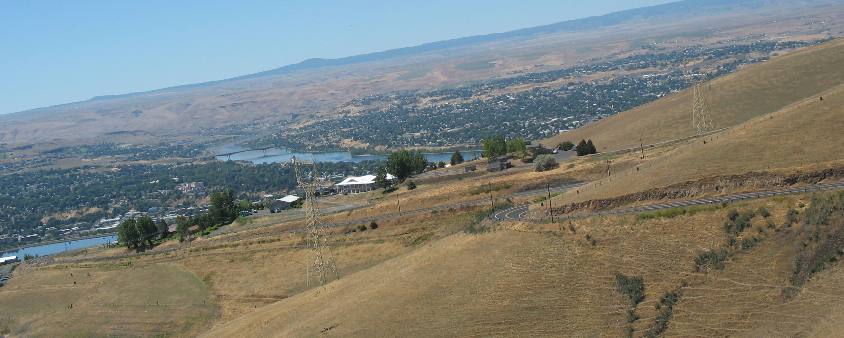 Clearwater River on the left and Snake River on the right as seen from Spiral Highway & Lewiston Hill