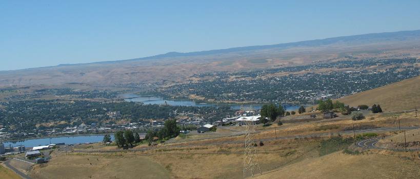Lewiston, Idaho and Clarkston, Washington as viewed from the Spiral Highway & Lewiston Hill 