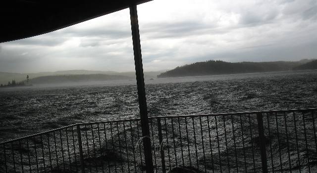 High winds and rain pound the cruise boat Osprey and Coeur d'alene Lake