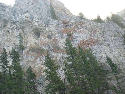 Limestone cliffs on the Missouri River in Gates of the Mountains, Montana 