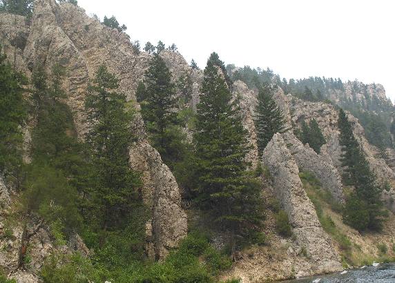 Limestone hoodoos froming in Gates of the Mountains Wilderness