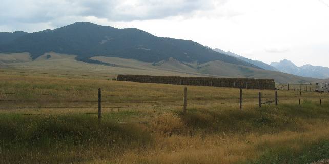 Ranch in the Madison Valley with stored hay