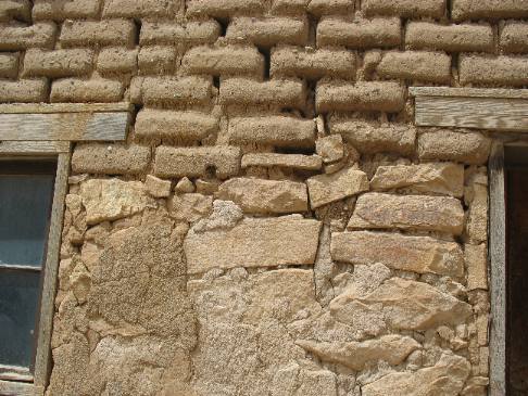 Adobe brick construction Sky City Pueblo of Acoma