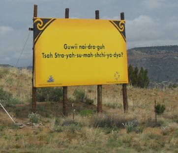 Native American Road Sign on I-40 west of Albuquerque