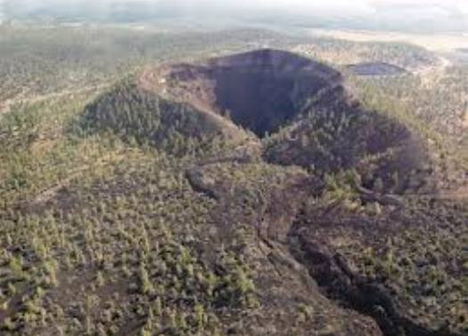 Areal view of the Bandera Volcano Cinder Cone in New Mexico