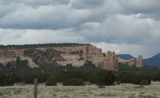 Hoodoos forming on leading edge of this sandstone cliff