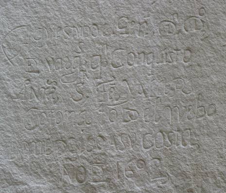 Spanish inscriptions on rock face at El Morro National Monument
