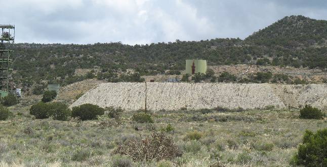 Tailings from a uranium-vanadium mine at base of Mt Taylor
