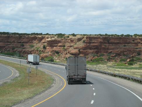 I-40 through western New Mexico is mesas, 18-wheelers & trains