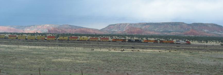 Train & mesa along 1-40 west of Grants, New Mexico