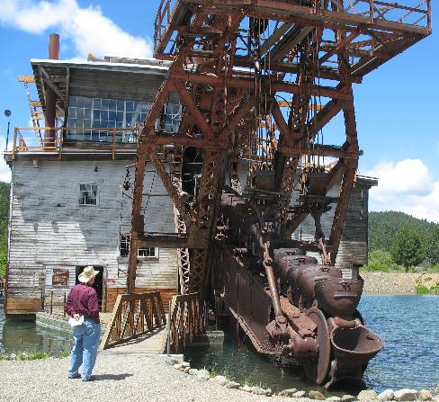 Mike Hendrix inspecting Sumpter Valley Gold Dredge
