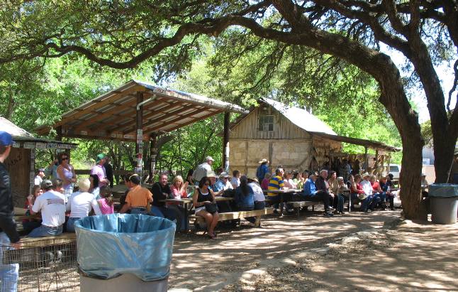 Outdoor seating at Luckenbach