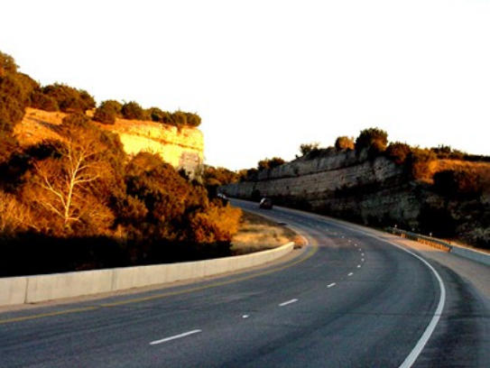 I-10 around Kerrville complete with magnificent limestone road cuts