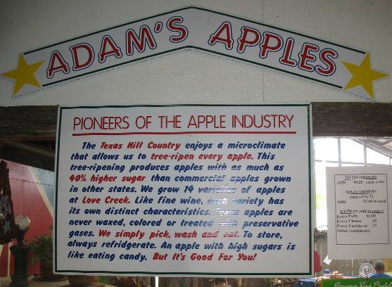 Adam's Apples at the Apple Barn in Medina, Texas
