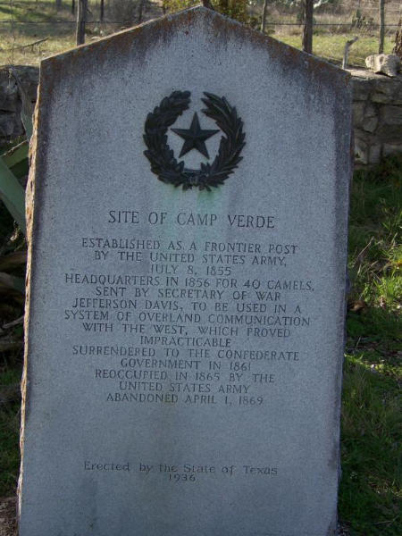 Marker at the site of the old Camp Verde