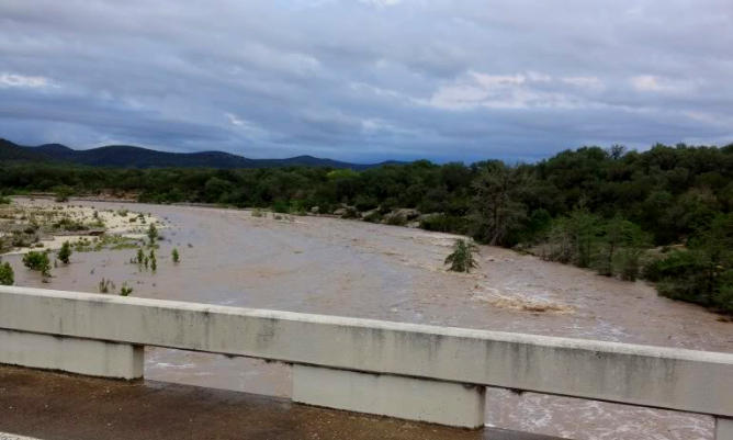 Flash Flood on the Frio River taken from CR-350 near Concan & Garner State Park