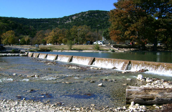Dam at Garner State Park on Frio River under normal conditions