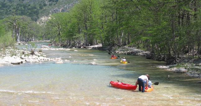 Kayaking on the Frio River near Concan, Texas