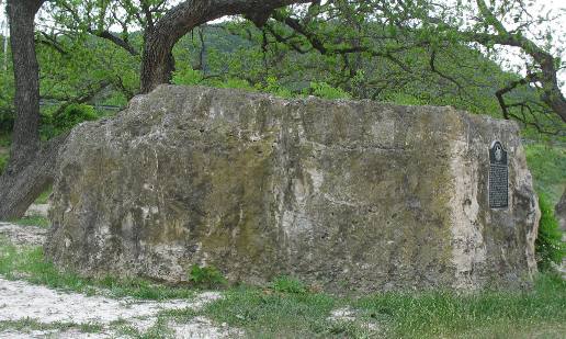 Large rock in Junction City Park on east side of South Llano River