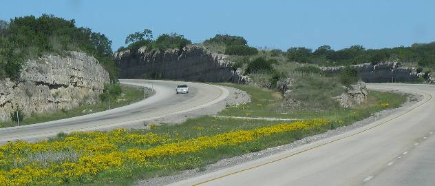 Roadcuts on I-10 around Sonora, Texas