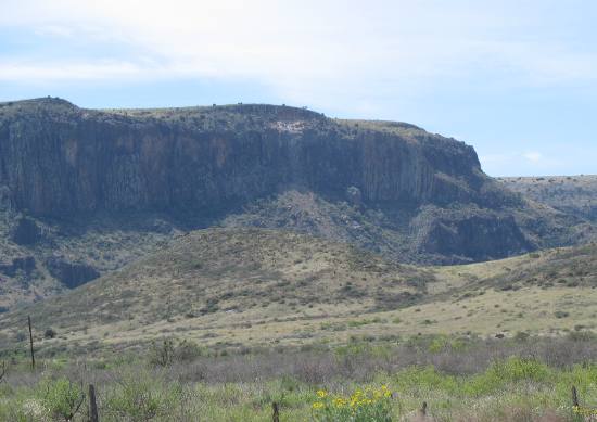 Columnar jointed basalt formed from old lava flow