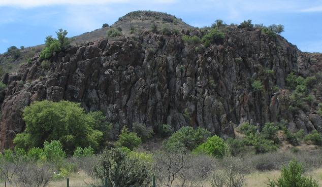 Columnar jointed basalt formed from old lava flow