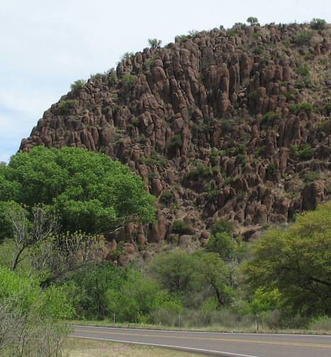 Columnar jointed basalt formed from old lava flow