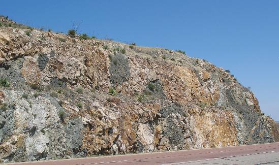 Tilted Fault Blocking evident in this Franklin Mountains roadcut