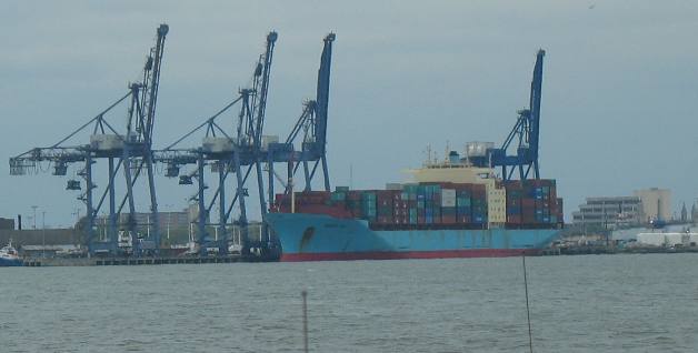 Container ship at Galveston port